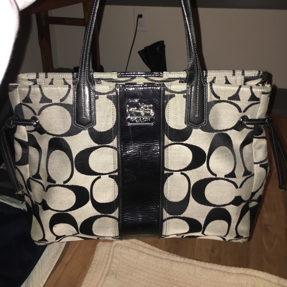 Signature style black coach handbag